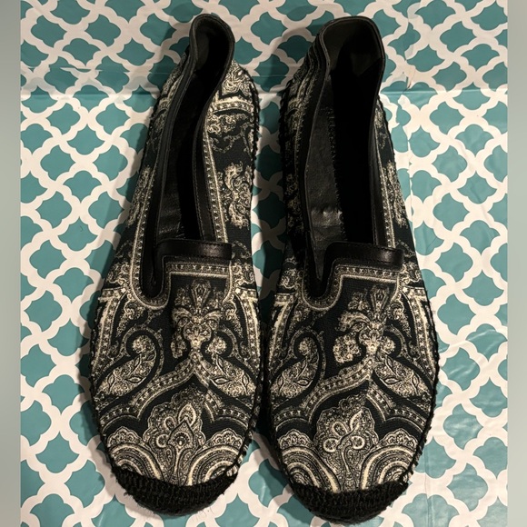 Alexander McQueen Espadrille Black and White Slip Ons Size 8 1/2 / 39 EU - Picture 2 of 9